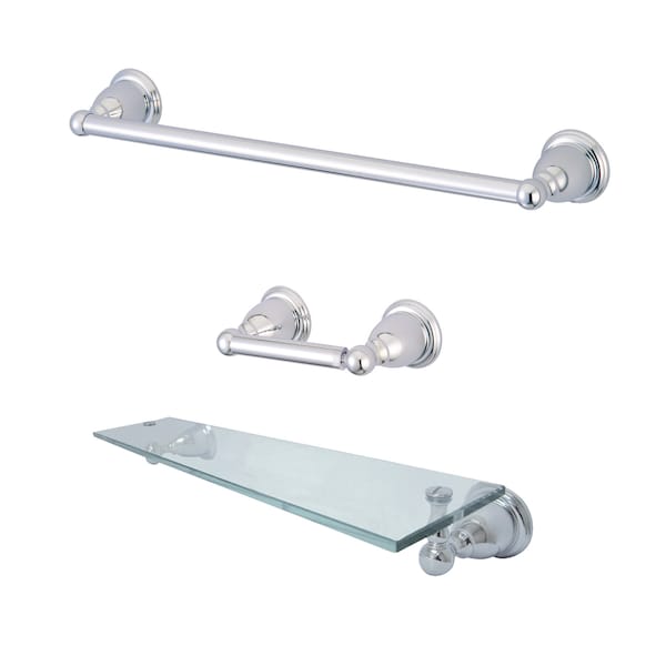 Heritage 3-Piece Bathroom Accessory Set, Chrome